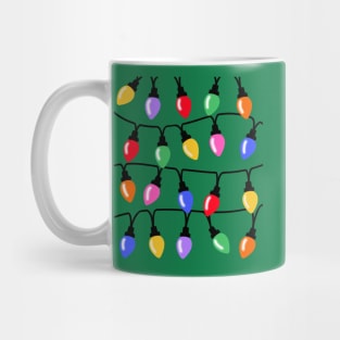 Christmas Fairy Lights Bulbs on Green Mug